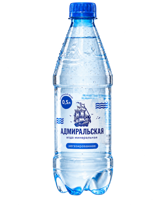 Бутылка воды «Адмиральская» 0,5 л с фирменной этикеткой